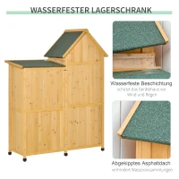 Outsunny Gartenschrank Holz Gartenhaus Gerätehaus Gartenschuppen Doppeltür-Design für den Außenbereich wetterfest 138 x 54,5 x 175 cm Gelb(m-5)