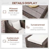 Outsunny Set de canapele pentru exterior din ratan PE, cu 6 piese,  Maro mixt(m-6)