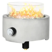 Outsunny tafelvuurschaal, gasvuurschaal, draagbaar, met glazen stenen, brandvertragend, windscherm, betonlook, diameter 25,4 x 18,5 cm(m-11)