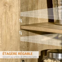 HOMCOM Buffet de rangement placard de cuisine commode 3 portes avec étagères porte cannage style bohème - 150 x 39,5 x 79 cm(m-7)