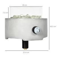 Outsunny tafelvuurschaal, gasvuurschaal, draagbaar, met glazen stenen, brandvertragend, windscherm, betonlook, diameter 25,4 x 18,5 cm(m-3)