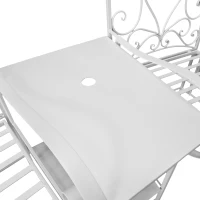 Outsunny Gartenstühle mit Teetisch Balkonstuhl Sitzgruppe 2 Stühle Set Klappbar Metallrahmen 160 x 61 x 96 cm Weiß(m-8)