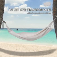 Outsunny Hängematte Outdoor Baumwolle mit Tragetasche Belastbarkeit bis 150 kg modern 290 x 100 cm Cremeweiß(m-6)