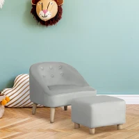 HOMCOM Toddler Chair, 2pcs Kids Sofa Set, Sofa & Ottoman for Bedroom, 3-5 years old, Grey(m-13)