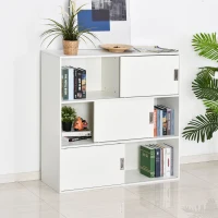 HOMCOM Bücherregal, Bücherschrank, Standschrank, Aktenschrank, Mehrzweckschrank, Spanplatte, Weiß, 120 x 40 x 120 cm(m-10)