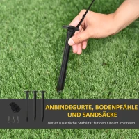 HOMCOM Aufblasbare Hexen Hexenkessel Figur Luftfigur Halloween Deko mit LED Beleuchtung Polyester Schwarz 100 x 100x 252 cm(m-7)