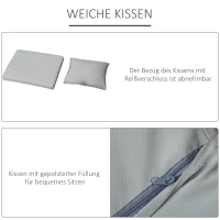 Outsunny 3-in-1 Rattan Lounge Set Doppelsofa Gartentisch mit 2 Hocker Liegesessel Loungegruppe multifunktion kombinierbar Stahl Grau(m-6)