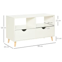 HOMCOM 99cm TV Stand Media Unit Cabinet w/ Shelves Drawers Storage Centre White(m-3)