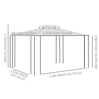 Outsunny Pavilion Pergola 3,7×3 m – Acoperis Rigid & Cadru Metalic(m-3)