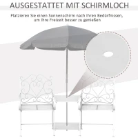 Outsunny Gartenstühle mit Teetisch Balkonstuhl Sitzgruppe 2 Stühle Set Klappbar Metallrahmen 160 x 61 x 96 cm Weiß(m-4)