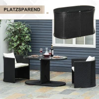 Outsunny Exklusives 7 tlg. Poly Rattan Bistro Set Balkonset Balkonmöbel Set Garnitur (Modell 2: 7 tlg./zusammenstellbar)(m-7)