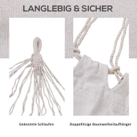 Outsunny Hängematte Outdoor Baumwolle mit Tragetasche Belastbarkeit bis 150 kg modern 290 x 100 cm Cremeweiß(m-5)