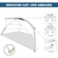 Outsunny Pop up Zelt für 1-2 Personen Campingzelt mit Fenster Polyester Glasfaser Himmelblau 220 x 125 x 130 cm(m-5)