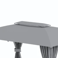 Outsunny Foisor de exterior 4 x 3m cu pereti laterali, acoperis dublu ventilat, cu cadru din otel, pentru gradina, gazon, curte si punte, Gri(m-8)