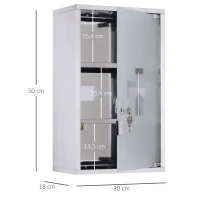 HOMCOM dulapior medicamente din inox, 50x30x18cm, argintiu(m-3)