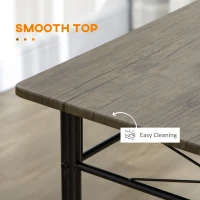 HOMCOM Set de masa pentru 4 persoane, set de masa si scaune de bucatarie 5 piese, masa de masa cu cadru metalic, maro rustic(m-6)