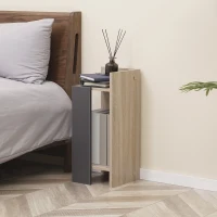 Homcom Set 2 Noptiere Moderne – Gri cu Polita Deschisa(m-2)