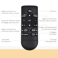 HOMCOM Cheminée électrique Murale éclairages latéraux LED Design Avant-gardiste Affichage LED avec télécommande et minuterie 900/1800 W luminosité réglable Noir(m-8)