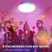 HOMCOM Deckenleuchte, Smart, LED, App- und Sprachsteuerung, Fernbedienung, Timer, viele Farben, Ø30 x 3,2cm(m-8)