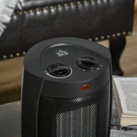 HOMCOM Chauffage soufflant oscillant 1500 W - mini radiateur céramique PTC - 3 niveaux de puissance - chauffage d'appoint noir(m-9)
