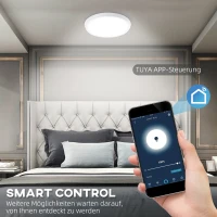 HOMCOM Deckenleuchte, Smart, LED, App- und Sprachsteuerung, Fernbedienung, Timer, viele Farben, Ø30 x 3,2cm(m-5)