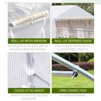 Outsunny 4.5x3x2m PE Mesh Cover Galvanized Metal Frame Walk-In Greenhouse White(m-6)