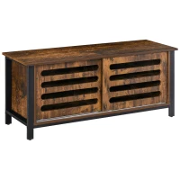 HOMCOM Industrial TV Stand Media Console Table Unit Cabinet Steel Frame Sliding Doors(m-1)