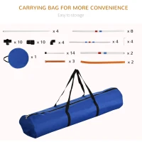 PawHut Dog Agility Equipment Training Set Carry Bag Adjustable (Pole + Hoop + Hurdle+Tunnel + Pause Box)(m-7)
