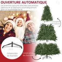 HOMCOM Sapin de Noël Artificiel Lumineux 210H cm LED x 700 Blanc Chaud + Support Pied 2154 Branches Vert(m-6)