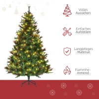 HOMCOM Weihnachtsbaum Tannenbaum 200 LEDs 616 Spitzen Ø 112 x H180 (cm)(m-4)