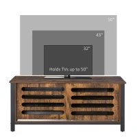 HOMCOM Industrial TV Stand Media Console Table Unit Cabinet Steel Frame Sliding Doors(m-6)