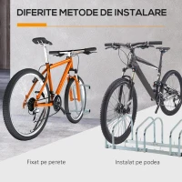 HOMCOM Suport de parcare pentru 3 biciclete din otel, 70,5 x 33 x 27cm, argintiu(m-9)