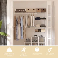 HOMCOM Sistem de organizare pentru dulap, set de dulap montat pe perete cu rafturi reglabile si tije pentru agatat pentru dulap, economisitor de spatiu(m-4)