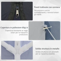 Outsunny Gazebo Impermeabile con Zanzariere da Giardino Esterno Tendone in Poliestere 3 x 3 x 2.45 m Grigio(m-5)