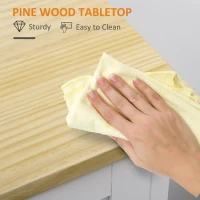 HOMCOM Carucior de bucatarie cu 3 sertare, 2 rafturi deschise si tava detasabila, din MDF si lemn de pin, 67x37x84cm, culoare lemn si alb(m-4)