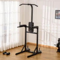 HOMCOM Power Tower Palestra Multifunzione in Acciaio con Impugnature Imbottite, 110x97x227cm - Nero(m-9)