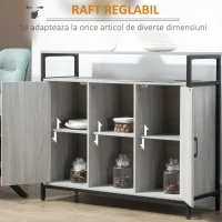HOMCOM Comoda moderna din lemn cu rafturi, 100x34x87.2cm, gri deschis(m-5)