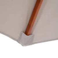 Outsunny Ombrellone Impermeabile Rotondo con Palo Centrale e Camino Antivento, in Legno e Poliestere Grigio, Ø265x264cm(m-9)