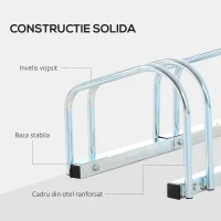 HOMCOM Suport de parcare pentru 3 biciclete din otel, 70,5 x 33 x 27cm, argintiu(m-8)