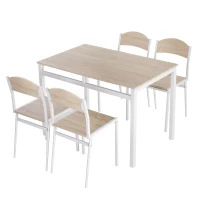 HOMCOM Set Masă de Prânz din 5 Piese cu 1 Masă Dreptunghiulară și 4 Scaune, 100x63x76,5 cm, Gri și Alb(m-13)