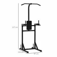 HOMCOM Power Tower Palestra Multifunzione in Acciaio con Impugnature Imbottite, 110x97x227cm - Nero(m-3)