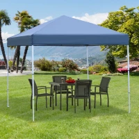 Outsunny Gazebo Pieghevole Impermeabile con Corde e Picchetti Rivestimento in Oxford 2.45 x 2.45 m Blu(m-2)