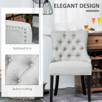 HOMCOM Scaun pentru Pranz Eleganta Captusita Invelis din Lin cu Nasturi Matlasati Gri(m-5)