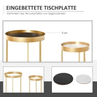 HOMCOM 2-delige set bijzettafels in retrodesign met verhoogde rand, 39 cm x 39 cm x 63 cm, metaal, MDF-hout(m-5)
