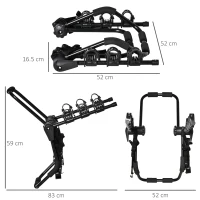 HOMCOM Suport Posterior Bicicleta Pentru Masina pentru 3 Biciclete Max 45 kg din Otel(m-3)