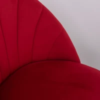 HOMCOM Set de 2 Scaune de Masa tapitate fara cotiere, spatar curbat rosu(m-9)