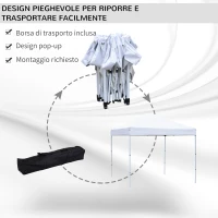 Outsunny Gazebo Pieghevole Impermeabile con Corde e Picchetti Rivestimento in Oxford 2.45 x 2.45 m Bianco(m-5)
