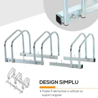 HOMCOM Suport de parcare pentru 3 biciclete din otel, 70,5 x 33 x 27cm, argintiu(m-5)