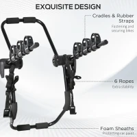HOMCOM Suport Posterior Bicicleta Pentru Masina pentru 3 Biciclete Max 45 kg din Otel(m-4)