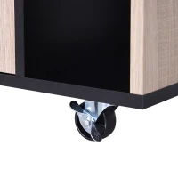 Homcom Dulapior Bucatarie cu Roti – Stejar & Negru, 76.5×40×82 cm(m-10)